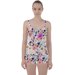 Abstract Floral Background Tie Front Two Piece Tankini by nateshop