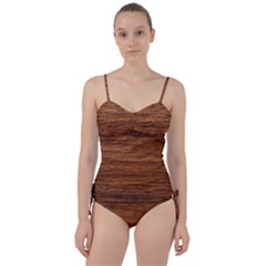 Brown Wooden Texture Sweetheart Tankini Set by nateshop