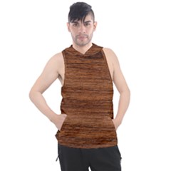 Brown Wooden Texture Men s Sleeveless Hoodie