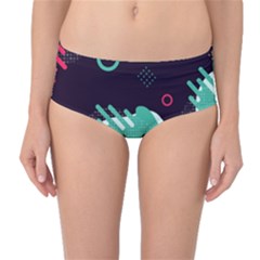 Colorful Background, Material Design, Geometric Shapes Mid-waist Bikini Bottoms by nateshop