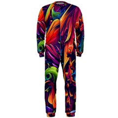 Colorful Floral Patterns, Abstract Floral Background Onepiece Jumpsuit (men) by nateshop