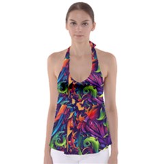 Colorful Floral Patterns, Abstract Floral Background Tie Back Tankini Top by nateshop