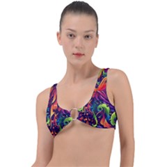Colorful Floral Patterns, Abstract Floral Background Ring Detail Bikini Top by nateshop