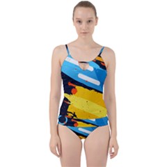Colorful Paint Strokes Cut Out Top Tankini Set by nateshop