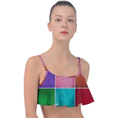 Colorful Squares, Abstract, Art, Background Frill Bikini Top by nateshop