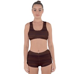 Dark Brown Wood Texture, Cherry Wood Texture, Wooden Racerback Boyleg Bikini Set by nateshop