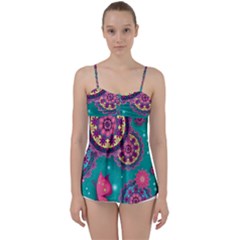 Floral Pattern, Abstract, Colorful, Flow Babydoll Tankini Top by nateshop