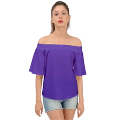 Ultra Violet Purple Off Shoulder Short Sleeve Top by Patternsandcolors