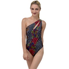 Authentic Aboriginal Art - Gathering 2 To One Side Swimsuit