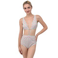 Spirals Geometric Pattern Design Tied Up Two Piece Swimsuit