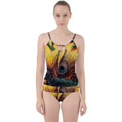 Oceans Stunning Painting Sunset Scenery Wave Paradise Beache Mountains Cut Out Top Tankini Set by Cemarart