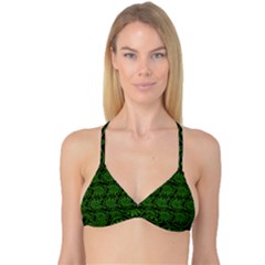 Green Floral Pattern Floral Greek Ornaments Reversible Tri Bikini Top by nateshop