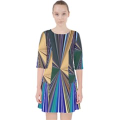 Colorful Centroid Line Stroke Quarter Sleeve Pocket Dress by Cemarart