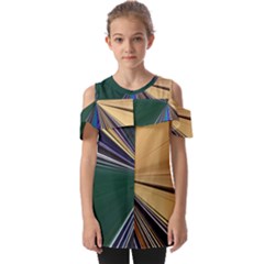 Colorful Centroid Line Stroke Fold Over Open Sleeve Top by Cemarart
