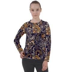Paisley Texture, Floral Ornament Texture Women s Long Sleeve Raglan T-shirt