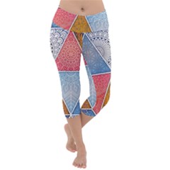 Texture With Triangles Lightweight Velour Capri Yoga Leggings by nateshop