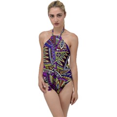 Violet Paisley Background, Paisley Patterns, Floral Patterns Go With The Flow One Piece Swimsuit by nateshop