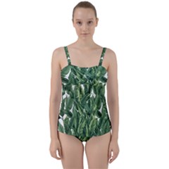 Tropical Leaves Twist Front Tankini Set by goljakoff
