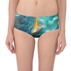 Dolphin Sea Ocean Mid-waist Bikini Bottoms by Cemarart