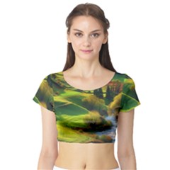 Countryside Landscape Nature Short Sleeve Crop Top