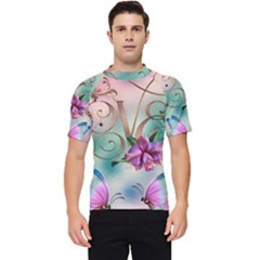 Love Amour Butterfly Colors Flowers Text Men s Short Sleeve Rash Guard by Grandong