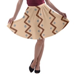 Print Pattern Minimal Tribal A-line Skater Skirt by Cemarart