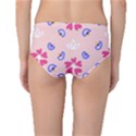 Flower Heart Print Pattern Pink Mid-Waist Bikini Bottoms View2