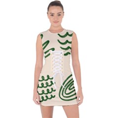 Elements Scribbles Wiggly Lines Lace Up Front Bodycon Dress by Cemarart