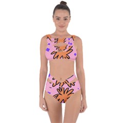 Doodle Flower Sparkles Orange Pink Bandaged Up Bikini Set 