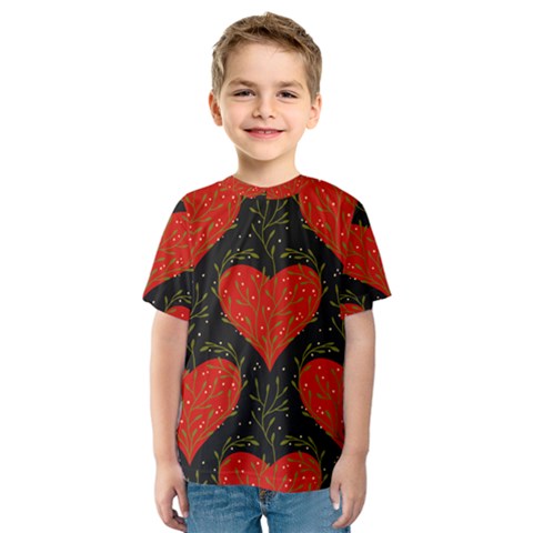 Love Hearts Pattern Style Kids  Sport Mesh T-shirt by Grandong