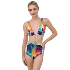 Starry Night Wanderlust: A Whimsical Adventure Tied Up Two Piece Swimsuit by stine1