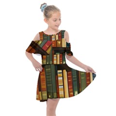 Books Bookshelves Library Fantasy Apothecary Book Nook Literature Study Kids  Shoulder Cutout Chiffon Dress by Grandong