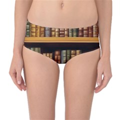 Room Interior Library Books Bookshelves Reading Literature Study Fiction Old Manor Book Nook Reading Mid-waist Bikini Bottoms by Grandong
