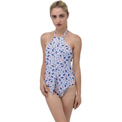 Background Pattern Floral Leaves Flowers Go With The Flow One Piece Swimsuit