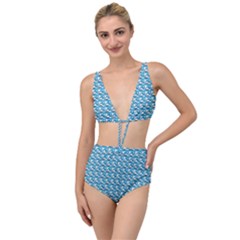 Blue Wave Sea Ocean Pattern Background Beach Nature Water Tied Up Two Piece Swimsuit