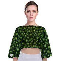 Seamless Pattern With Viruses Tie Back Butterfly Sleeve Chiffon Top