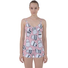 Cute Cats Cartoon Seamless-pattern Tie Front Two Piece Tankini by Apen