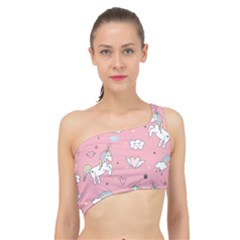 Cute Unicorn Seamless Pattern Spliced Up Bikini Top 