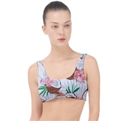 Seamless Pattern Coconut Piece Palm Leaves With Pink Hibiscus The Little Details Bikini Top by Apen
