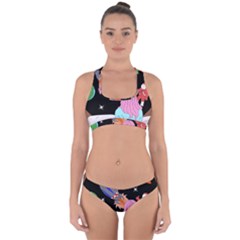 Girl Bed Space Planets Spaceship Rocket Astronaut Galaxy Universe Cosmos Woman Dream Imagination Bed Cross Back Hipster Bikini Set
