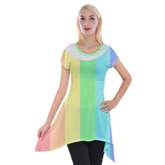 Rainbow Cloud Background Pastel Template Multi Coloured Abstract Short Sleeve Side Drop Tunic by Maspions