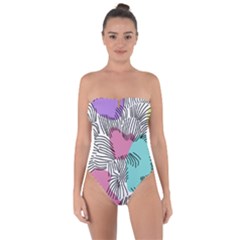 Lines Line Art Pastel Abstract Multicoloured Surfaces Art Tie Back One Piece Swimsuit by Maspions