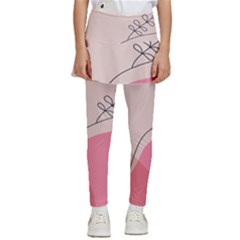 Pink Pattern Line Art Texture Minimalist Design Kids  Skirted Pants by Maspions