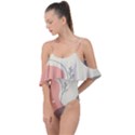 Pattern Line Art Texture Minimalist Design Drape Piece Swimsuit View1