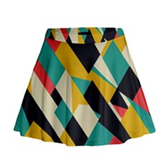 Geometric Pattern Retro Colorful Abstract Mini Flare Skirt by Bedest