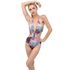 Digital Computer Technology Office Information Modern Media Web Connection Art Creatively Colorful C Plunging Cut Out Swimsuit by Maspions