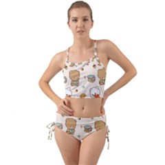 Bear Cartoon Background Pattern Seamless Animal Mini Tank Bikini Set by Maspions