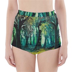Trees Forest Mystical Forest Nature Junk Journal Landscape Nature High-waisted Bikini Bottoms by Maspions