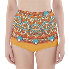 Mandala Orange High-waisted Bikini Bottoms by goljakoff