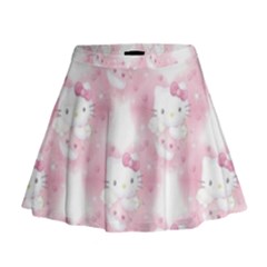 Hello Kitty Pattern, Hello Kitty, Child, White, Cat, Pink, Animal Mini Flare Skirt by nateshop